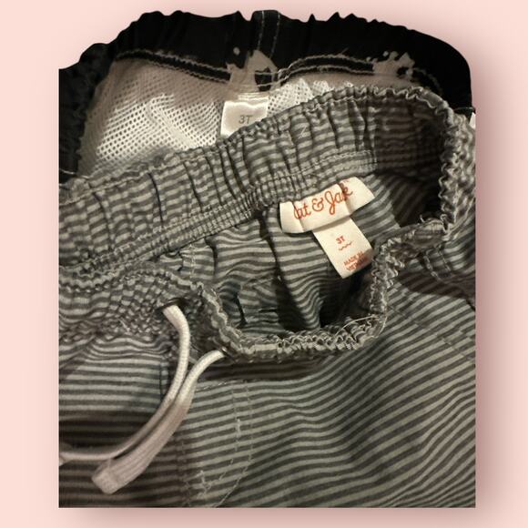 Lot of 2 Boys 3T Swim Trunks Gray Stripes Black Ghost Swimsuit Toddler Shorts - Picture 3 of 3